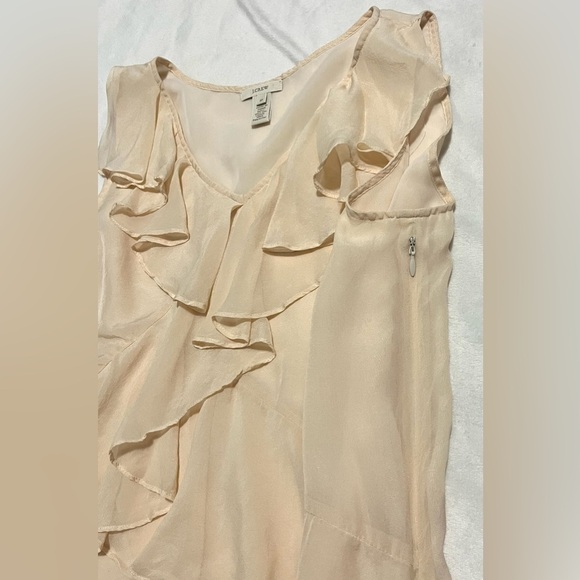 J. Crew Cream Peach Pale Pink Sleeveless Ruffle Front Lightweight Women’s Blouse - Picture 9 of 12
